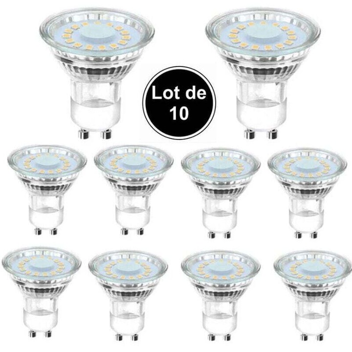 LED izzó készlet GU10 4W hideg fehér 6000K 5x5.3cm, 10 db