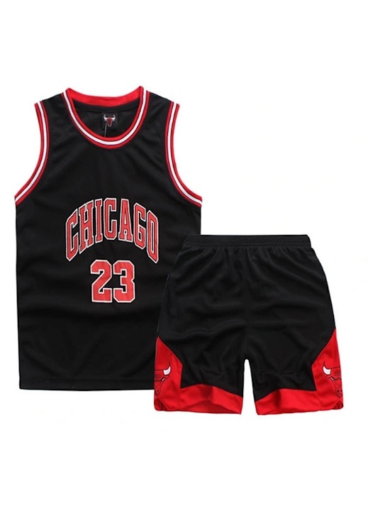 Комплект за баскетбол № 23 Chicago Bulls, дишащ, бързосъхнещ, черен, полиестер, 140-150 CM