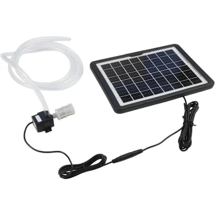 Pompa de apa submersibila, pompa solara 12V 6W, pentru acvariu si fantani exterioare, compacta si durabila, fara intrerupator, negru, 1 bucata