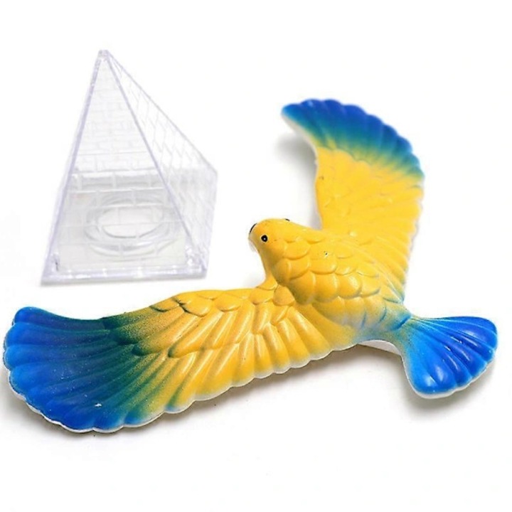 Jucarie de echilibru pasare balansanta educativa din plastic, multicolor, 1 set (1 pasare 13x10 cm/1 suport piramida 5,5x4 cm)