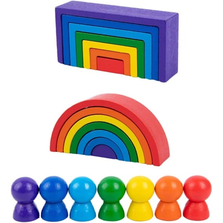 Joc ciocan din lemn, jucarie educativa cu functie de stivuit, dezvolta atentia si coordonarea, multicolor, 1 bucata, 22x11x10 cm, 12 ani+