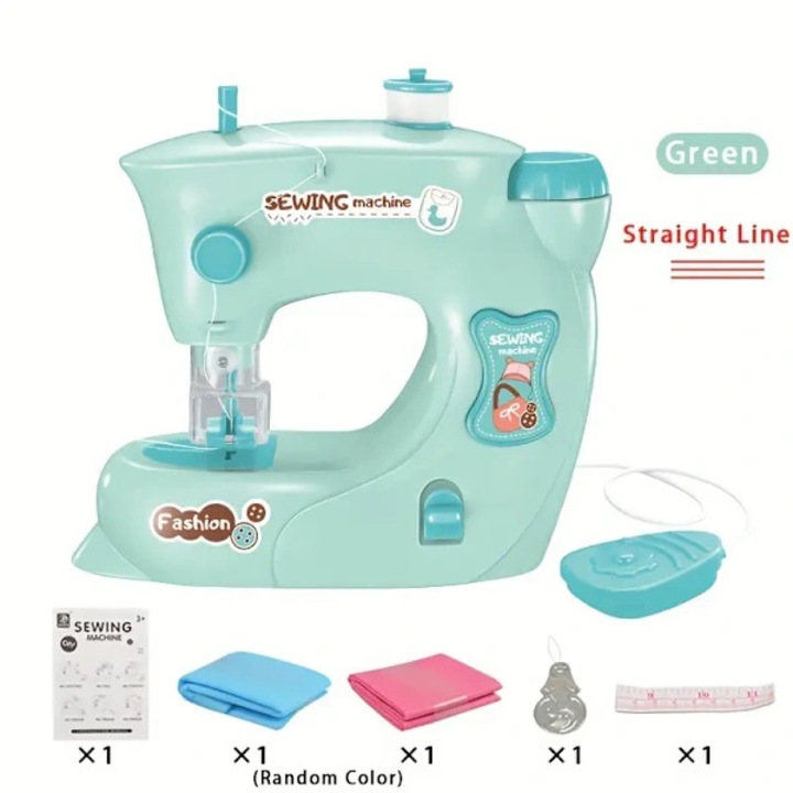 Masina de cusut electrica pentru copii, mini aparat de cusut portabil cu lumina de noapte integrata, pentru incepatori si educatie creativa, verde, 1 buc.
