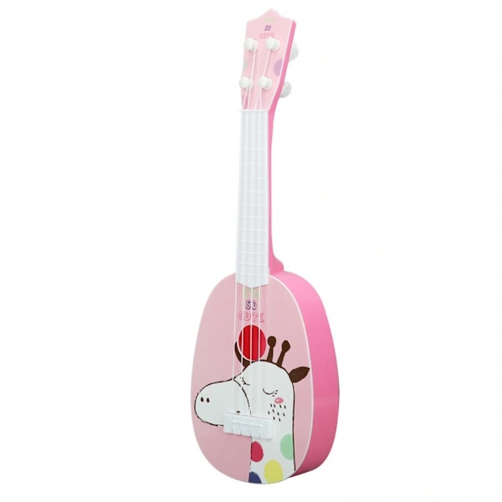 Gyermek ukulele játék, műanyag, puha húrok, többszínű, 53x18x7cm
