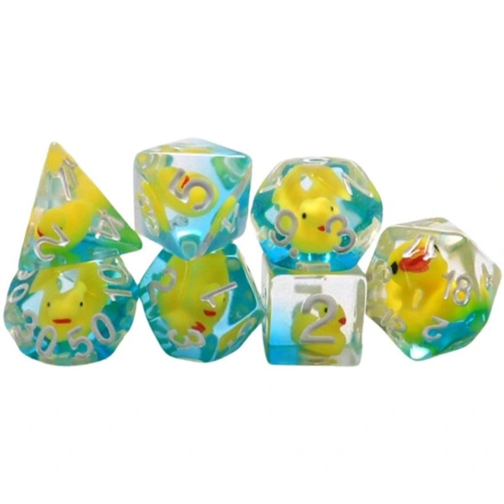 Set zaruri poliedrice 7 piese, rasina, multicolor, 16mm