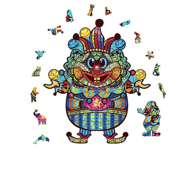 3D fa puzzle Pt35[D], oktató játék gyerekeknek és felnőtteknek, fejleszti a koncentrációt és a kreativitást, bohóc/szavanna tematika, Többszínű, 18 x 20.9 cm, 1 db