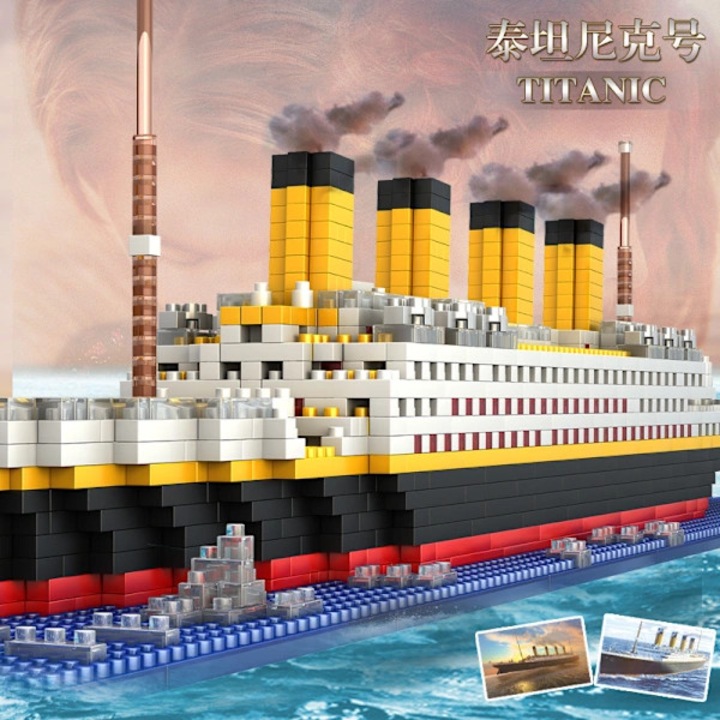 Комплект модел за строене Titanic, миниатюрни блокове тип диамант, образователен комплект за сглобяване, Многоцветен, 1860 части
