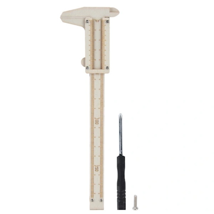Subler DIY STEM, jucarie educationala din lemn compozit, usor de asamblat, pentru copii peste 6 ani, natur, 1 buc, 21 x 6 x 1.5 cm