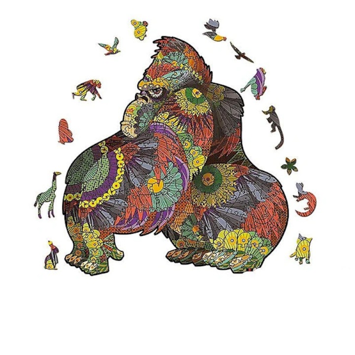 Puzzle lemn 3D gorila, educativ, mic, 18x19.1cm