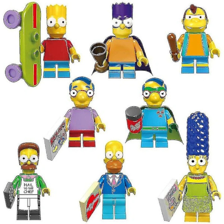 Simpsons minifigura készlet, 8 db, ABS műanyag, 4.5cm