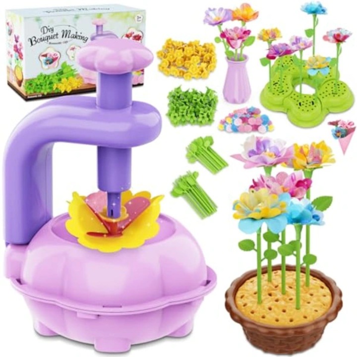 Set creativ flori pentru copii 4-8 ani, accesorii colorate, suport multifunctional