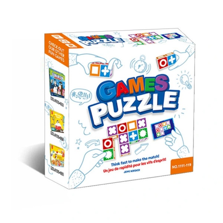 Joc educativ de potrivire, joc de societate Games Puzzle, cu piese groase din ABS, dezvolta perceptia vizuala si inteligenta, Multicolor, 1 set
