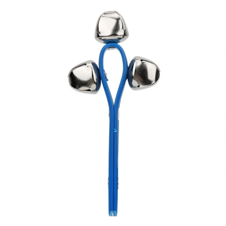 Clopotei shaker hangszer gyerekeknek, környezetbarát műanyagból, mérgező anyagoktól mentes, 3 tiszta hangú csengő, kék/ezüst, 1 db
