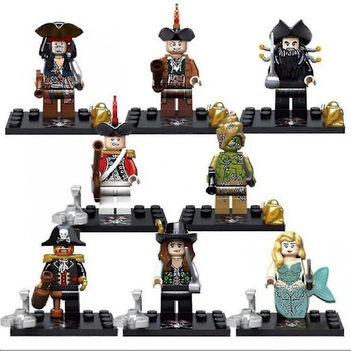 Set 8 figurine pirati, minifigurine, ABS, 4.5cm, multicolor, pentru copii 3+ ani