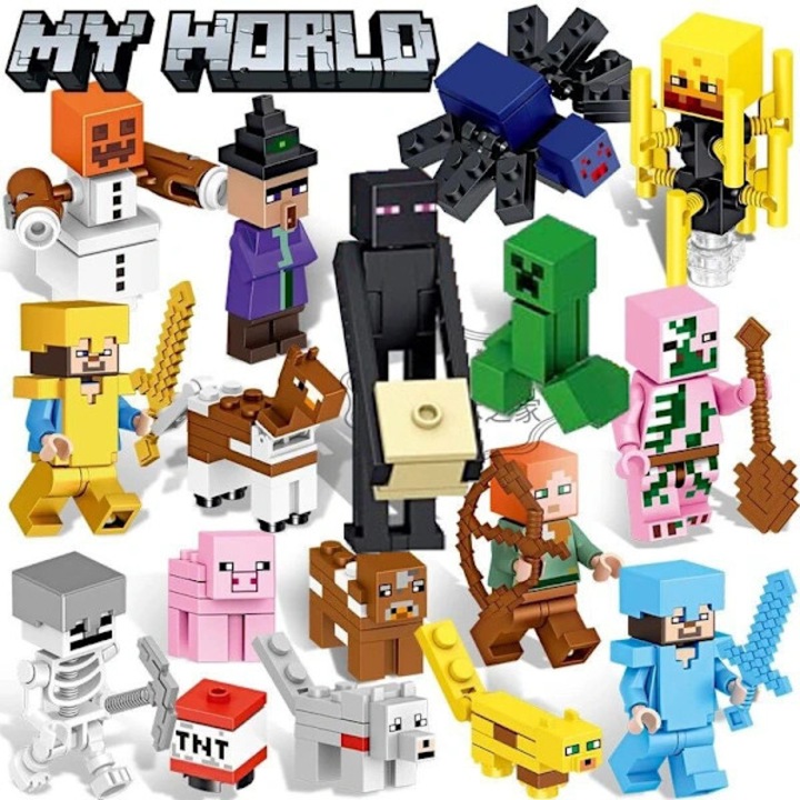 Set blocuri de construit My World, jucarie educativa asamblabila, set complet cu figuri, cadou pentru copii 7 ani, Multicolor, 1 set