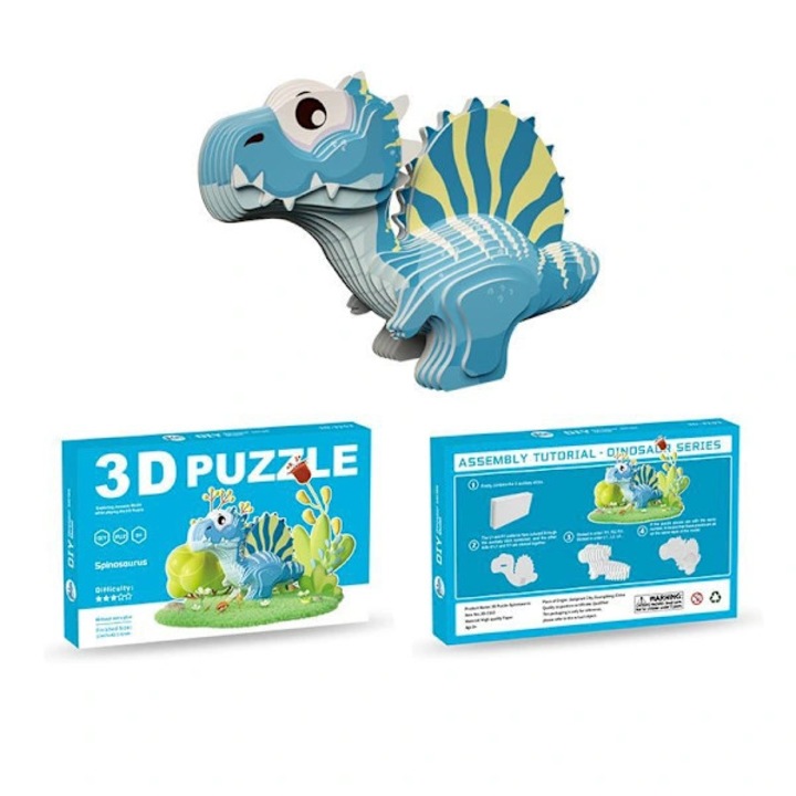 Puzzle 3D din hartie, model tridimensional dinozaur Spinosaurus, educativ, asamblare DIY, pentru copii 7-14 ani, Albastru/Verde, 1 bucata
