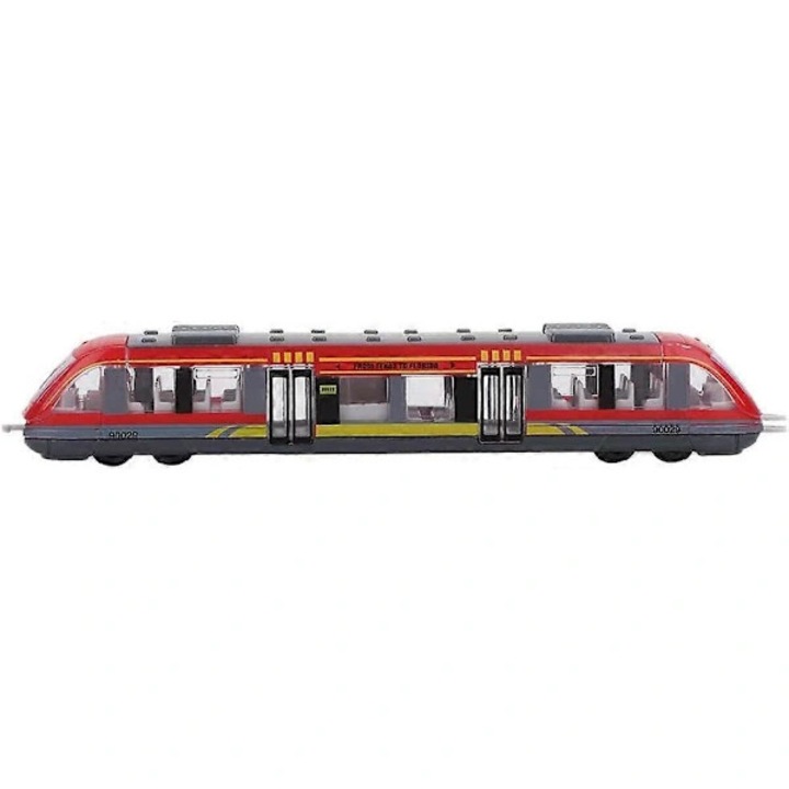 Tren de jucarie, model metrou, din aliaj durabil, cu functie pull-back, parti conectabile si vopsea non-toxica, Multicolor, 1 buc