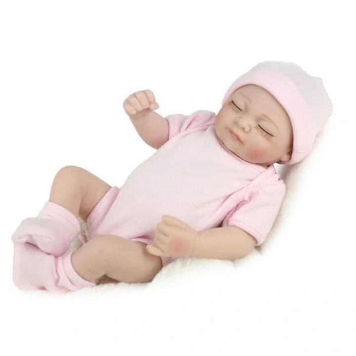 Кукла Reborn, бебешка кукла 28 см, винил, реалистична, мека, розова, 1 бр