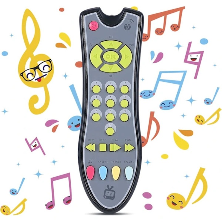 Jucarie telecomanda bebelusi, muzicala, ABS, gri, 2xAAA