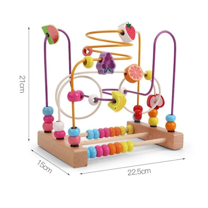 Montessori oktatójáték, puzzle, labirintus, matematika, fa, többszínű
