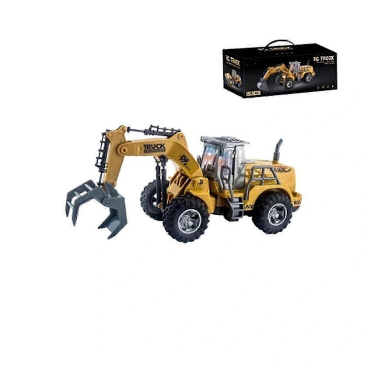 Excavator jucarie telecomanda 4 canale galben 26x9x10cm set