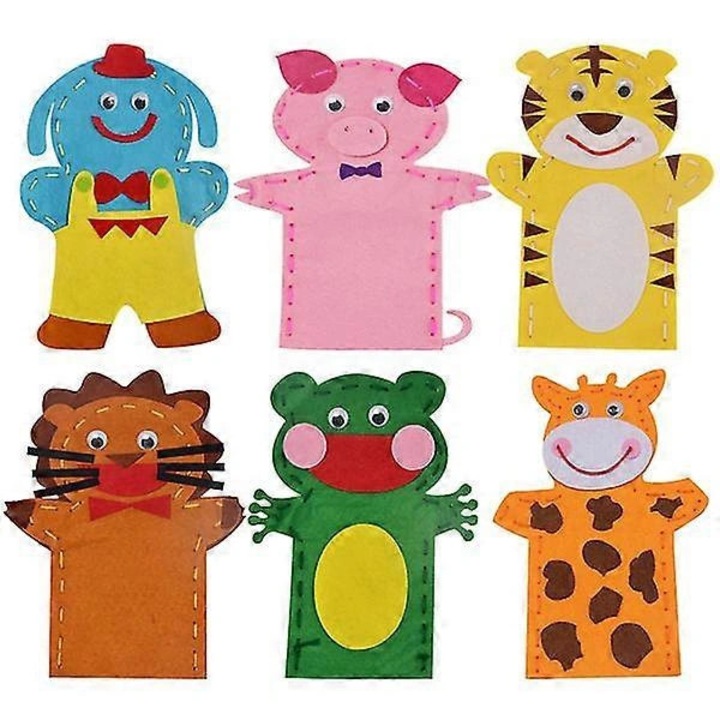 6 darabos készlet, DIY bábkesztyű textil anyagból, kézzel készített, oktató, többszínű