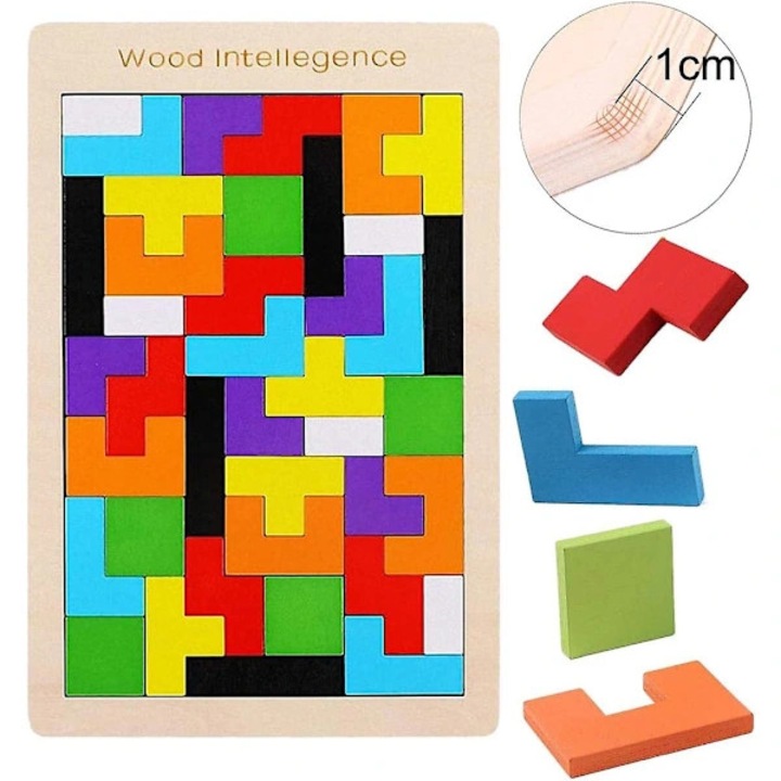 Oktató puzzle 40 darabos, natúr fa, többszínű, 4-7 év