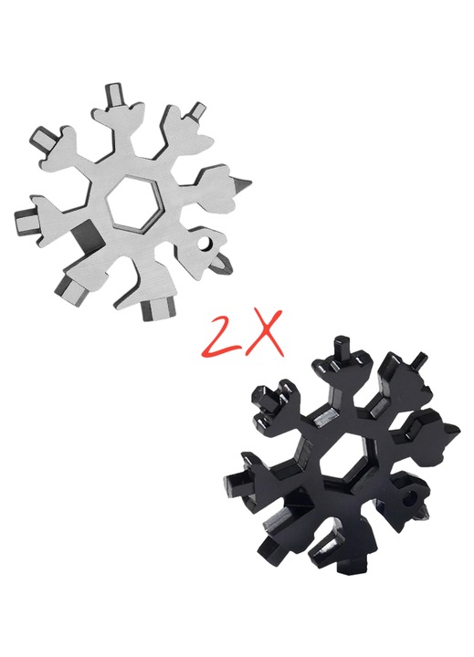 Mini kulcs -18 az 1-ben- szürke és fekete hópehely típus -2 db- csőkulcs/imbuszkulcs/általános csavarhúzó típus