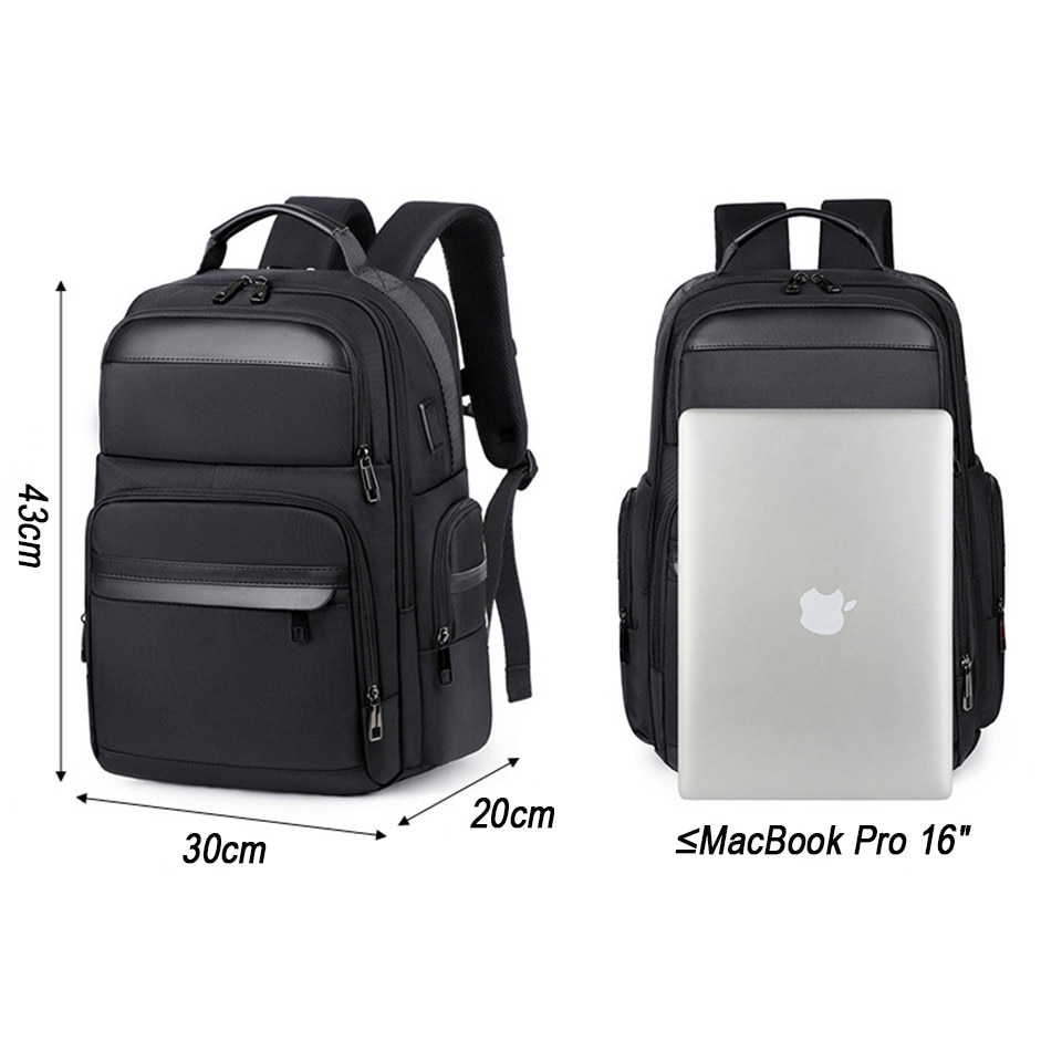 Rucsac business impermeabil 1680D, compatibil laptop 15,6", cu USB-A si Type-C. Se deschide la 180°, are multiple compartimente si este acceptat ca bagaj de cabina. Ideal pentru naveta, calatorii si birou. Design unisex negru, practic si rezistent