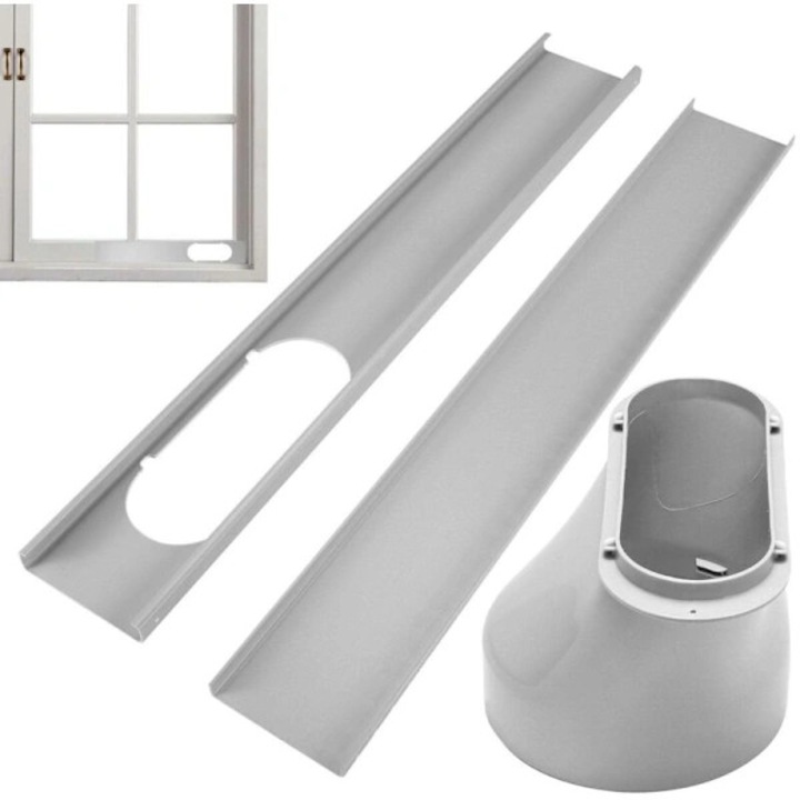 Kit etansare pentru aer conditionat portabil, adaptor evacuare, diametru furtun 15 cm, lungime reglabila pana la 110 cm, material ABS durabil, alb, 1 set