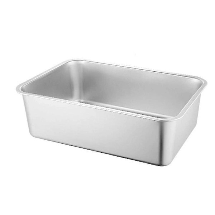 Litiera pentru pisici, tavita din otel inoxidabil, cu control al mirosurilor, semi-inchisa pentru reducerea imprastierii nisipului, argintiu, 45x35x7 cm