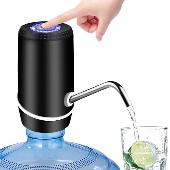 Pompa dozator apa electrica reincarcabila USB, cu o singura atingere, portabila pentru bidoane de 5 galoane, negru