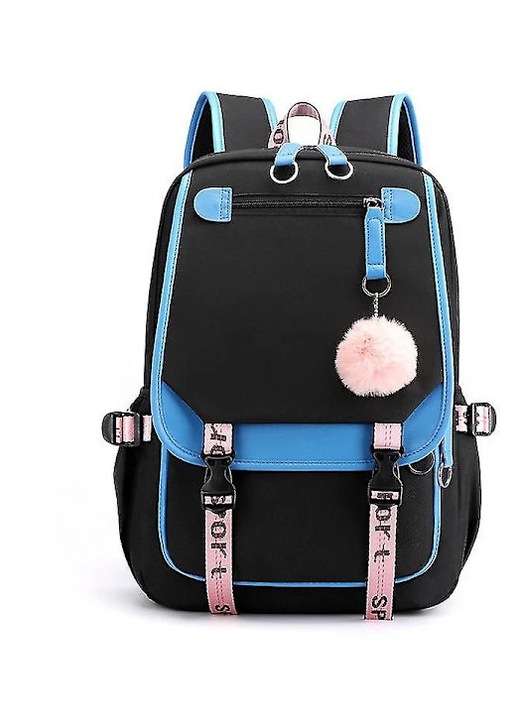 Rucsac de scoala, nylon, impermeabil, respirabil, usor, cu capacitate mare si compartimente multiple, Multicolor, 46x29x16 cm