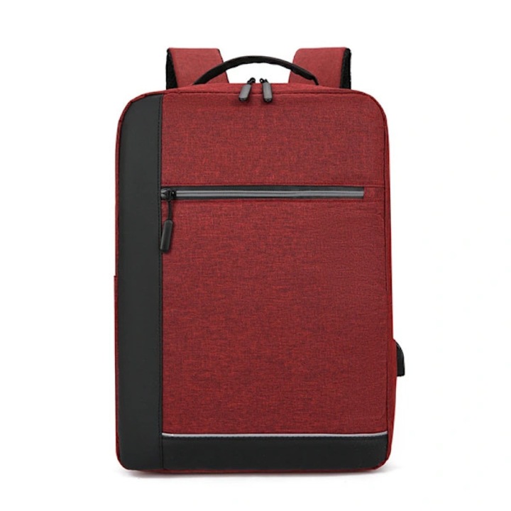Oxford laptop hátizsák/iskolatáska, nagy kapacitású 20-35L, USB porttal és 14 hüvelykes laptop rekesszel, uniszex, piros