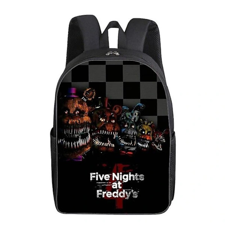 Iskolatáska, pamut, Five Nights at Freddy's mintával, Fekete, 40x28x16 cm