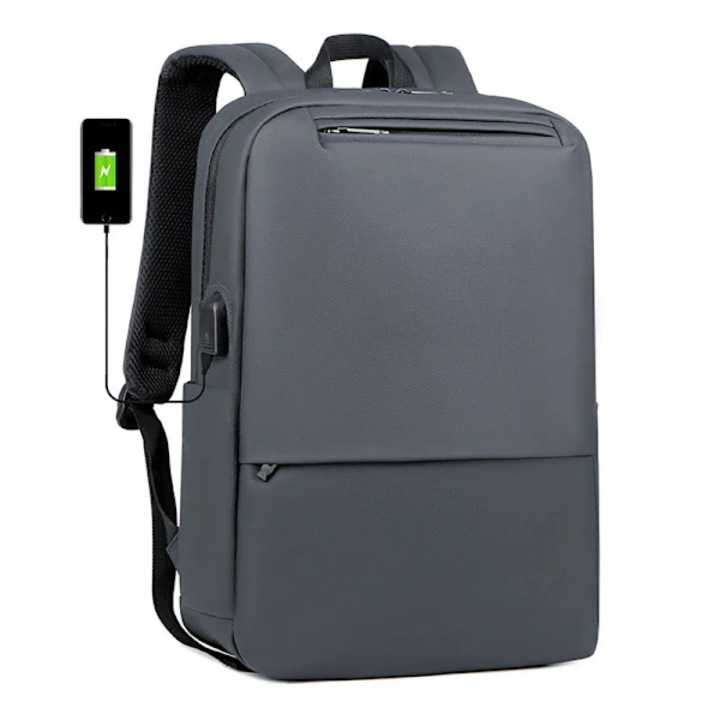 Oxford szövet laptop hátizsák/iskolatáska, külső USB porttal, 20-35L kapacitás, 15 hüvelykes laptop rekesz, Szürke, 15 hüvelyk