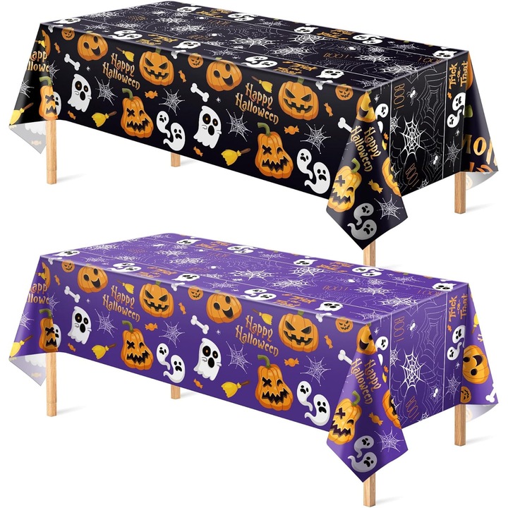 2 Halloween dekoráció, műanyag Halloween asztalterítő, Halloween parti dekorációk és ajándékok