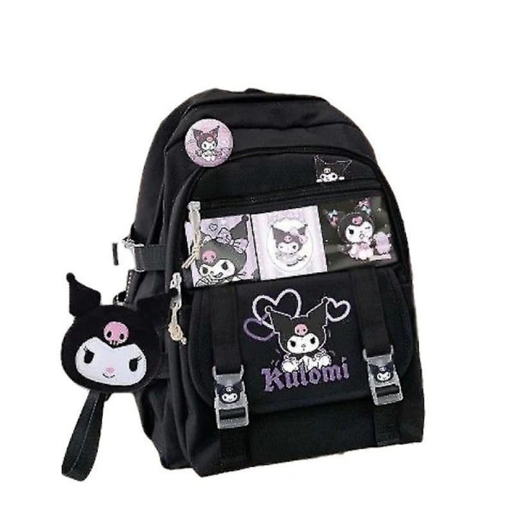 Ghiozdan Sanrio Kuromi Pompompurin My Melody negru 41x31x13cm multicolor