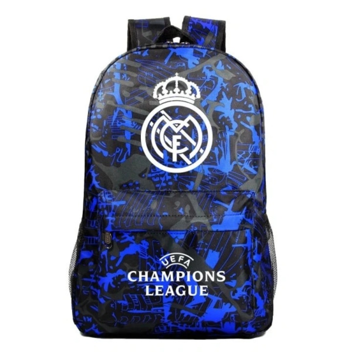 Real Madrid, Textil hátizsák több rekesszel és 14 hüvelykes laptop rekesszel Graffiti Champions League, Kék/fekete, 42x13x29 cm