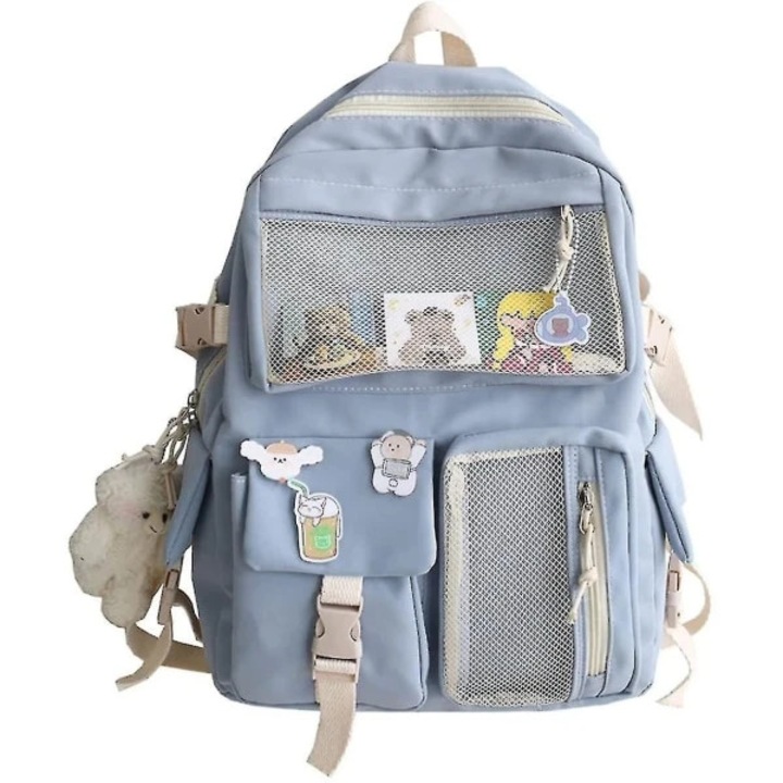 Ghiozdan Kawaii albastru 32x11x43cm capacitate mare impermeabil