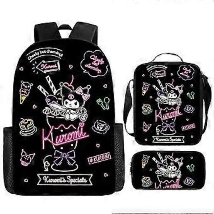 Ghiozdan scolar set Kuromi capacitate mare usor multicolor