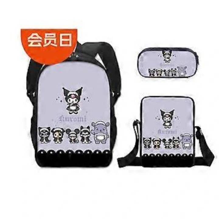 Ghiozdan scolar set Kuromi capacitate mare usor multicolor