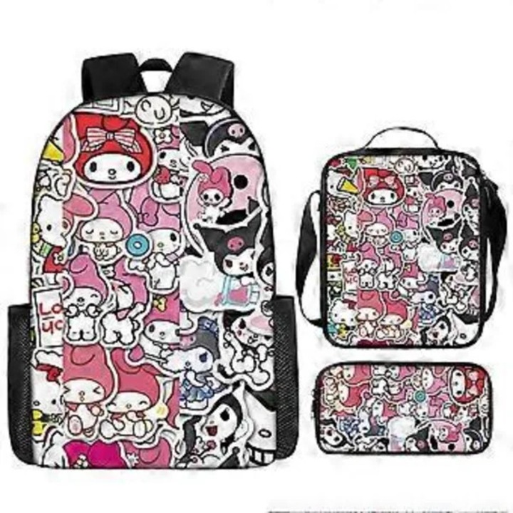 Ghiozdan scolar set Kuromi capacitate mare usor multicolor