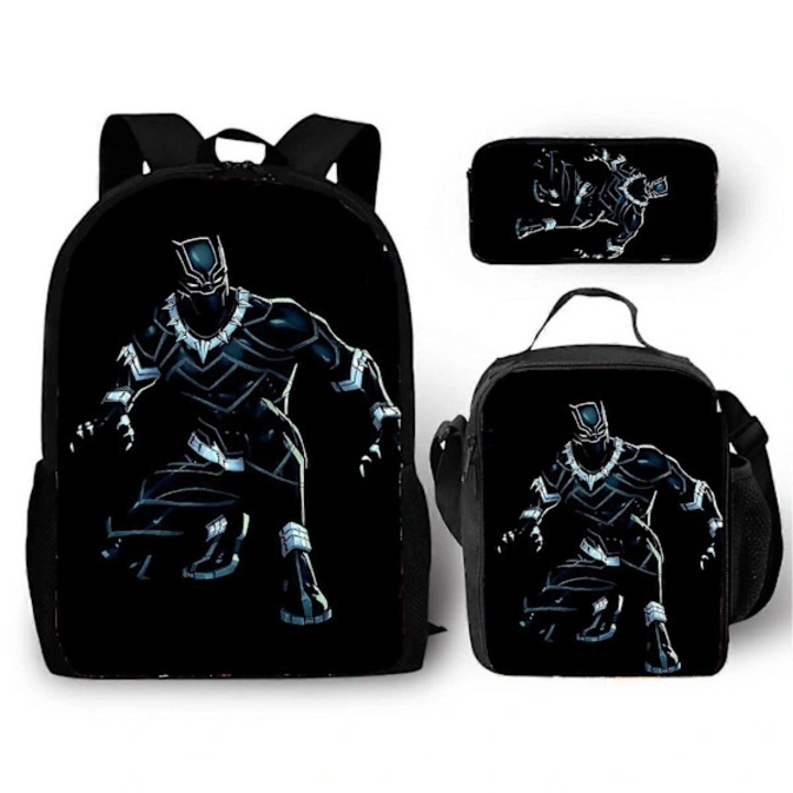 Set ghiozdan scolar copii Kuromi negru 3 piese 30x40x15cm