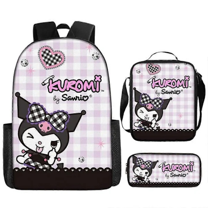 Ghiozdan scolar set Kuromi multicolor mare capacitate usor 62cm