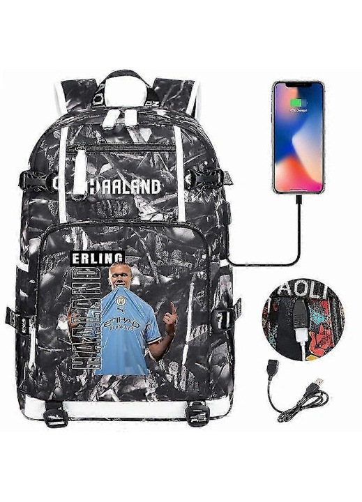 Oxford hátizsák 15 hüvelykes laptophoz, nagy kapacitású, vízálló, légáteresztő és lopásgátló, USB porttal, avatar mintával, Style 11, Fekete, 48x30x15 cm