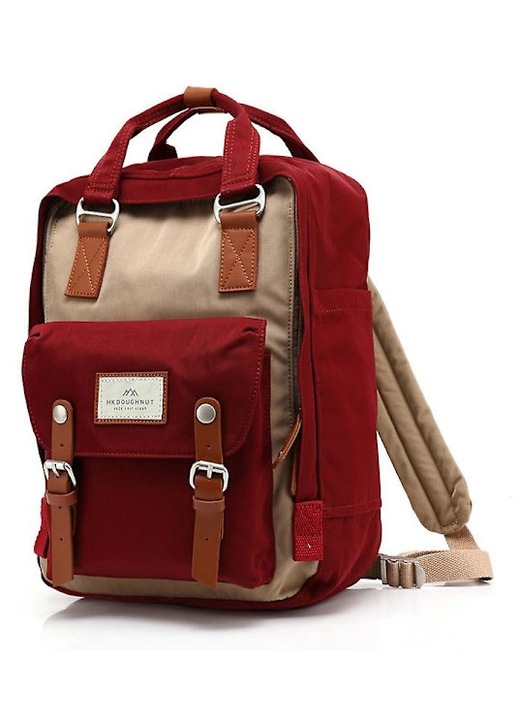 Laptop hátizsák, nylon, nagy kapacitású, kopásálló és vízálló, több zseb, párnázott vállpántok, Piros, 38x28x14 cm
