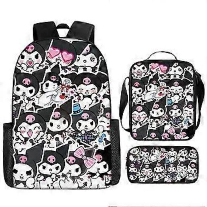 Ghiozdan scolar set Kuromi multicolor mare capacitate usor 10"