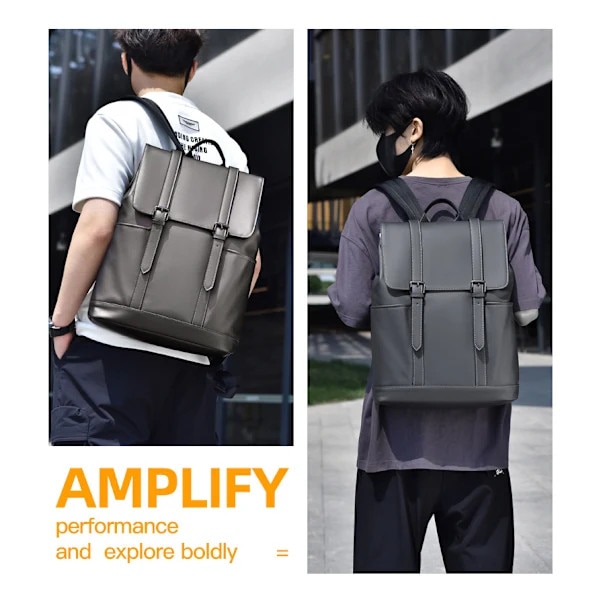 Rucsac/ghiozdan din material textil rezistent, hidrofug, capacitate mare, compartiment pentru laptop, design cu clapeta si catarame, barete ergonomice curbate, Negru, 42x30x14 cm