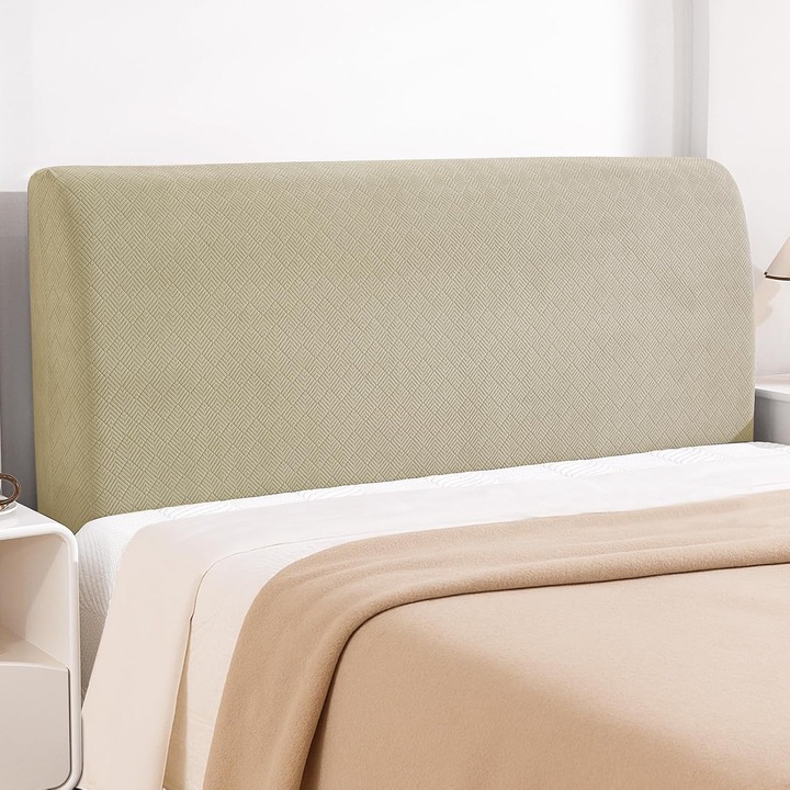 Husa elastica pentru tablie pat YSTELLAA, 200-220 cm, Protectie completa 360°, Lavabila, Antipraf, Material elastic, Poliester, culoare Khaki