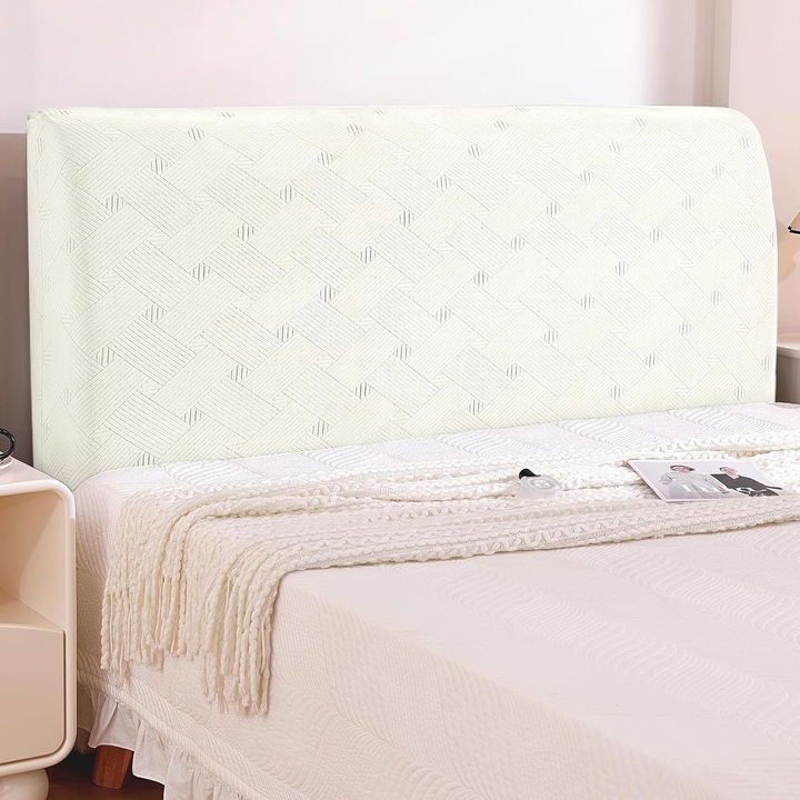 Husa elastica pentru tablie pat Ystyle, 180-200 cm, Protectie 360°, Antipraf, Impermeabila, Hipoalergenica, Poliester, culoare Alb